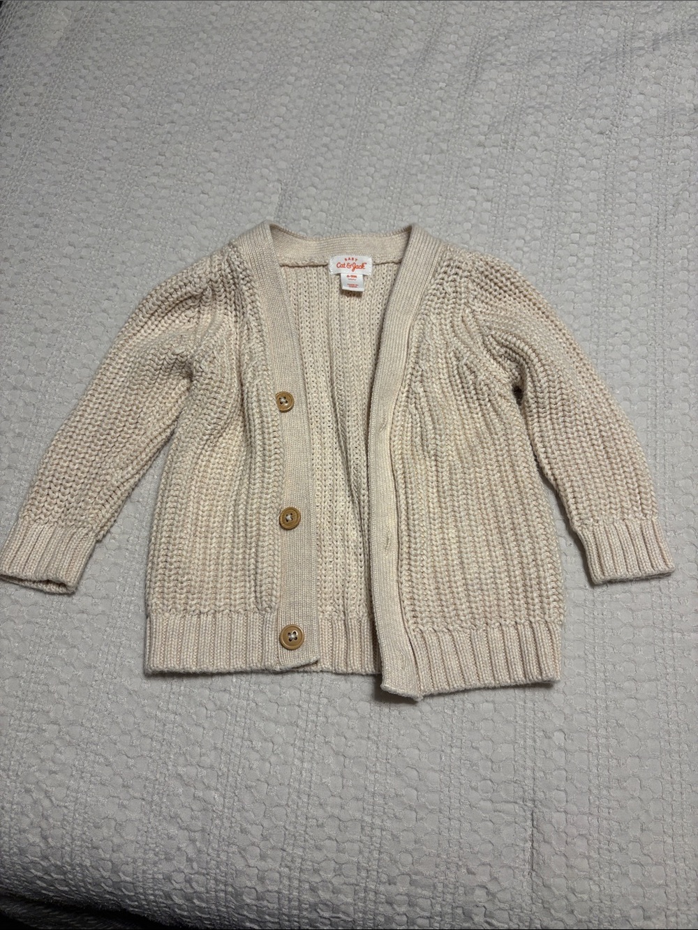 Cat & Jack Cream Button-Front Knit Cardigan